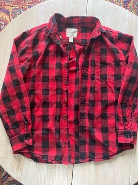 St. John's Bay Red and Black Buffalo Plaid Button-Down Shirt